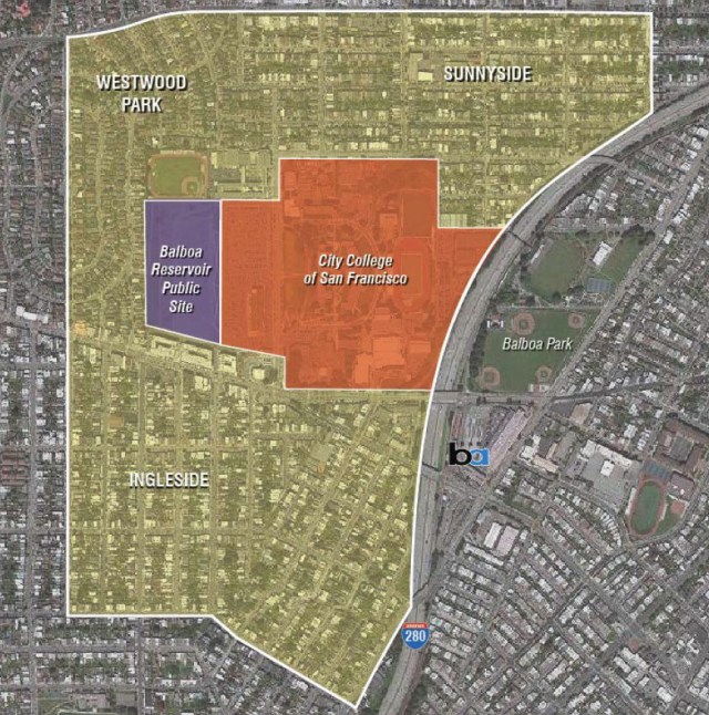 Area impacted by Balboa Reservoir Project. Image: sf-planning.org (Feb13 2017)
