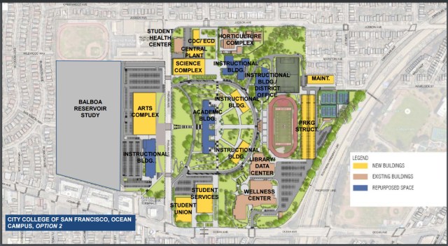 City College of San Francisco Ocean Campus, Option 2 of several proposed Facilities Master Plans.