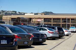 A parking lot near the Balboa Park station has been identified as a possible safe parking location for people living in RVs. (Kevin N. Hume/S.F. Examiner)